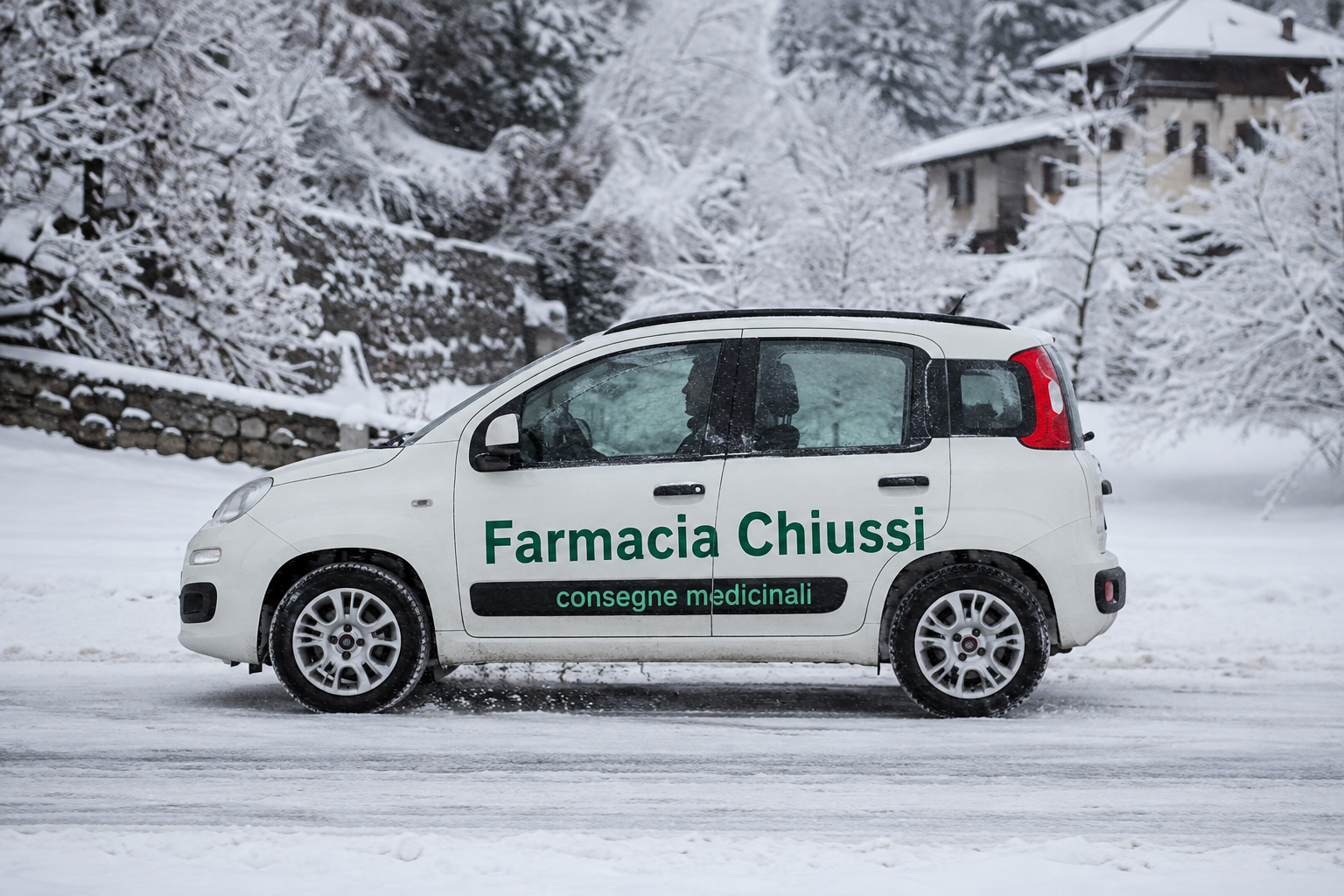 Auto della Farmacia Chiussi per le consegne di medicinali a domicilio